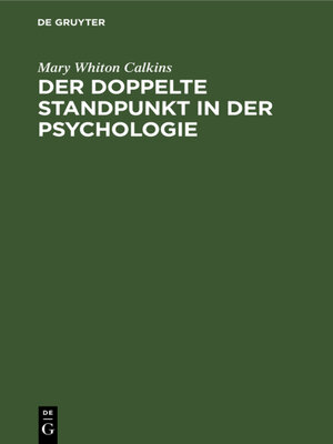 cover image of Der doppelte Standpunkt in der Psychologie